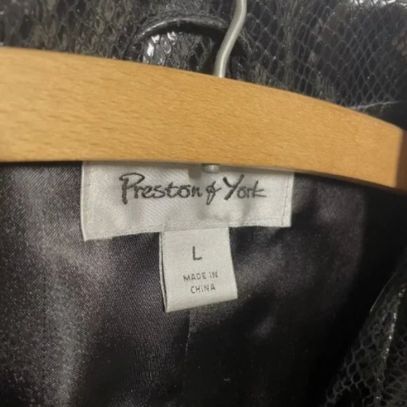 Preston & York Womens Vintage Large Leather Jacket Snake skin style Full Zip - Picture 4 of 5